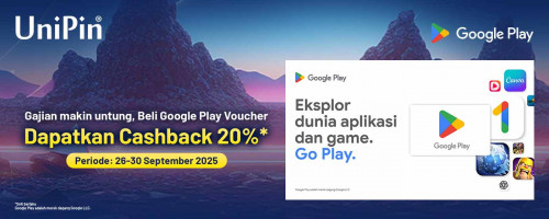 Promo Gajian Seru! Beli Google Play Voucher Sekarang Dapatkan Cashback 20%!
